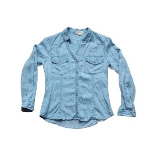 NEW Cloth & Stone Chambray Shirt L Blue Tencel